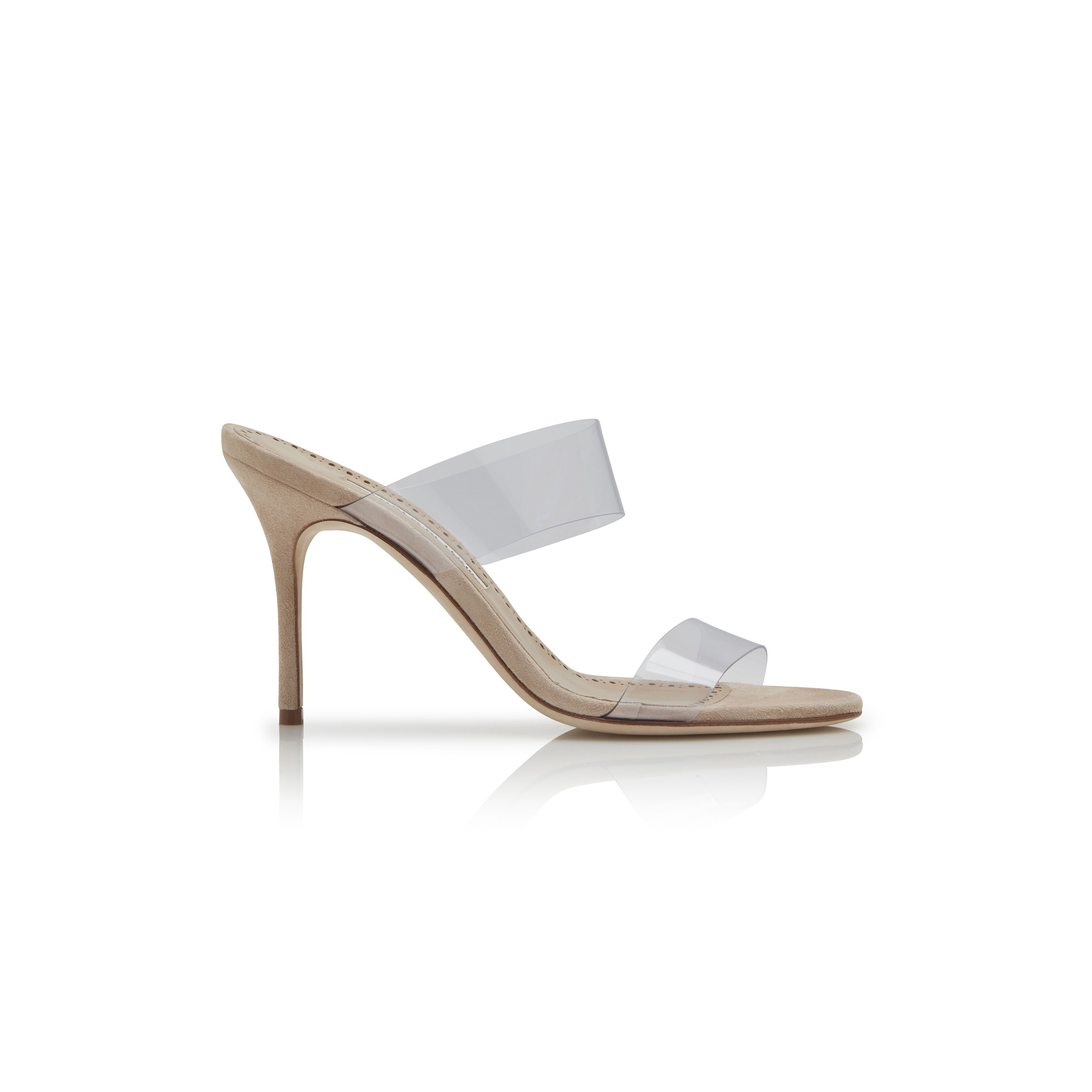 MANOLO BLAHNIK SCOLTO CLEAR ECO PVC OPEN TOE MULES 219-0180-0001